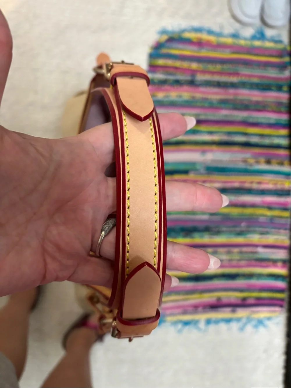 Dooney & Bourke Beige Logo Canvas Shoulder Bag with Tan Accents